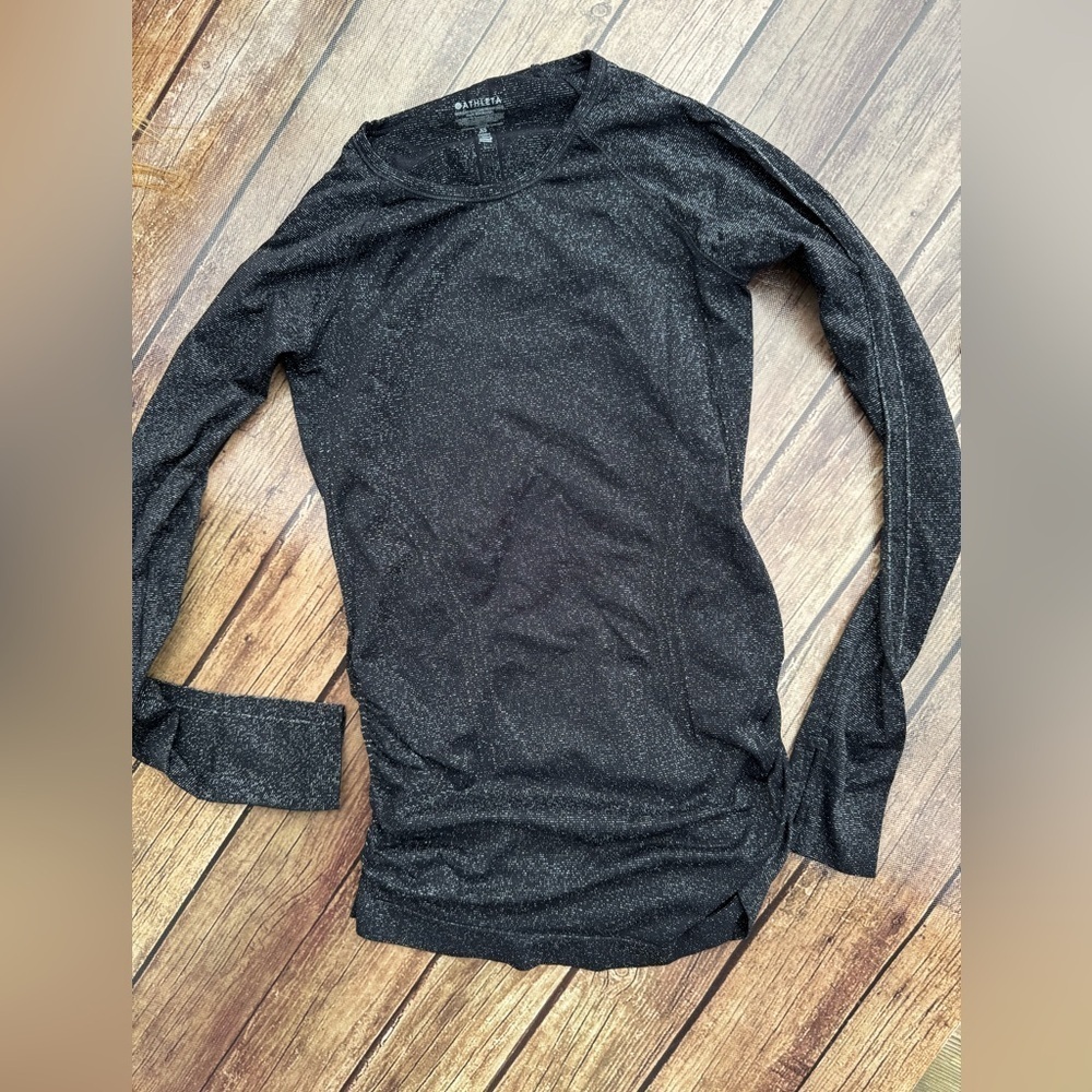 Athleta Black Sparkly Long Sleeve Top